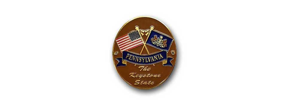 Pennsylvania State & USA Flags Medalliom