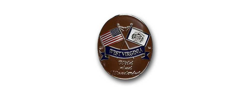 West Virginia State & USA Flags Medalliom