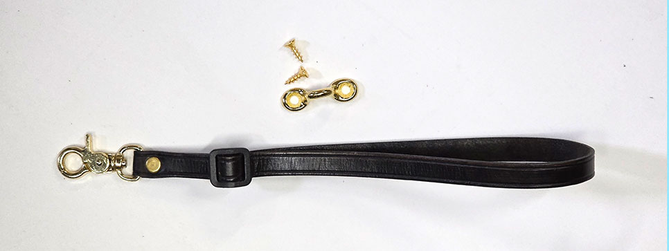 Black Embossed Single Roll Leather Strap